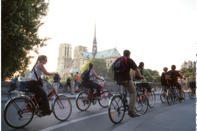 Radfahrer auf der Ile de Cite, Paris